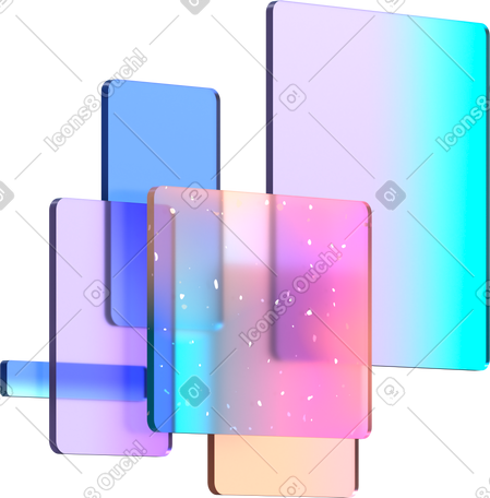 3D abstract composition from glass rectangles PNG, SVG