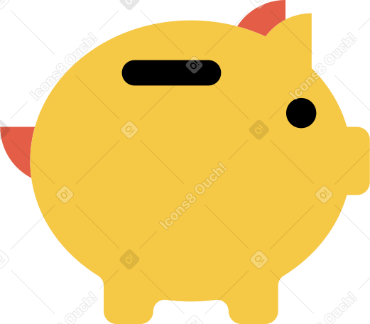yellow piggy bank PNG, SVG