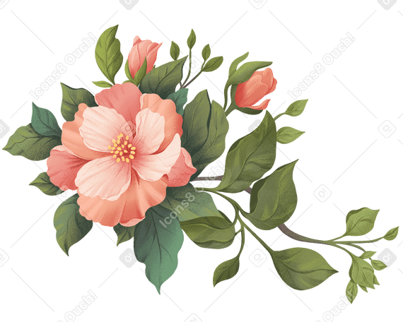 Três flores de rosa mosqueta entre folhas verdes PNG, SVG