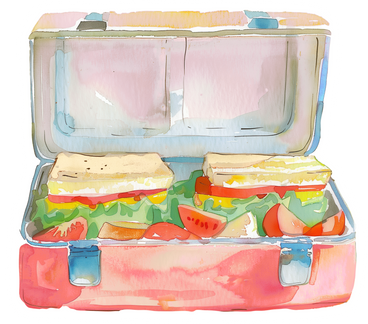 Caja abierta con un refrigerio para el almuerzo PNG, SVG