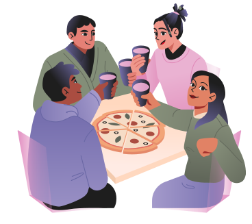 家庭时光，晚餐吃披萨 PNG, SVG