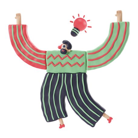 Man bouncing excitedly with a brilliant idea Illustration in PNG, SVG