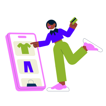 Woman is doing mobile shopping animated illustration in GIF, Lottie (JSON), AE