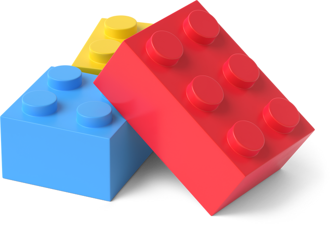 3D three lego bricks PNG, SVG
