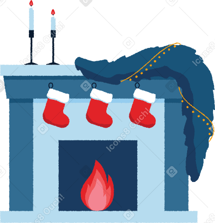 decorated fireplace Illustration in PNG, SVG