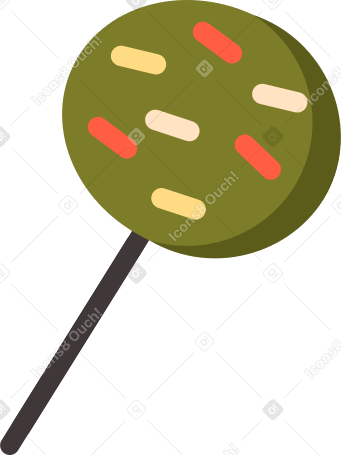 green candy on a stick with confetti PNG, SVG
