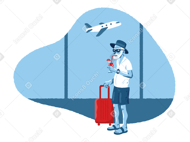 Old man on vacation Illustration in PNG, SVG