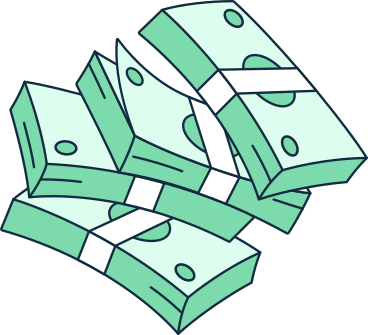 four bundles of money animated illustration in GIF, Lottie (JSON), AE