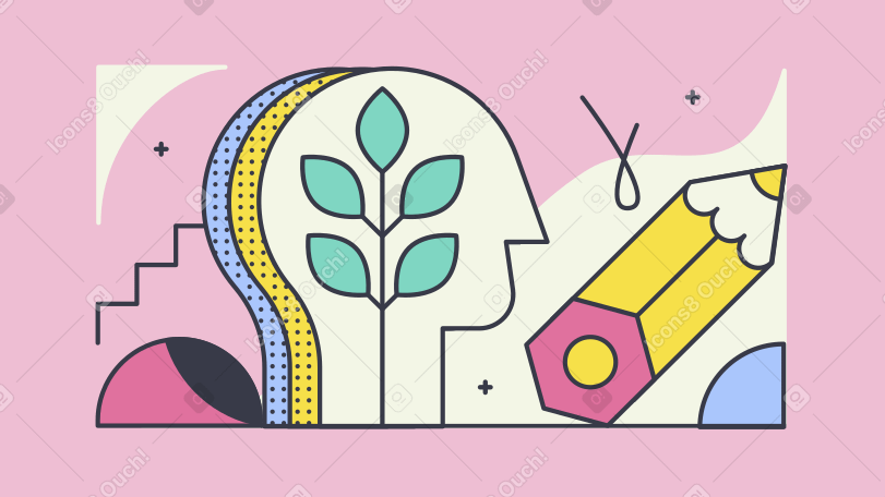 Personal growth animated illustration in GIF, Lottie (JSON), AE