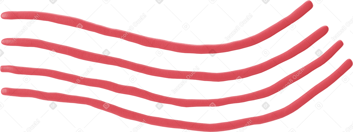 3D Wavy red stripes Illustration in PNG, SVG