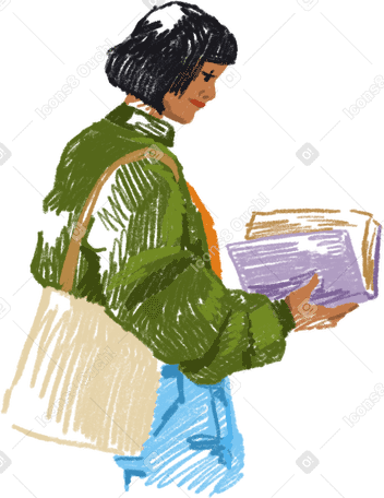 young woman with book PNG, SVG
