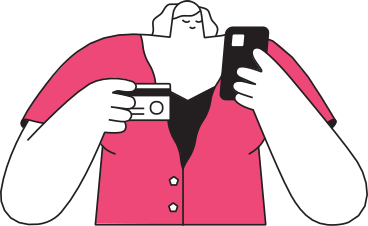 woman with phone and card PNG, SVG