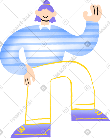 Person standing with one foot put on something and arm up PNG, SVG