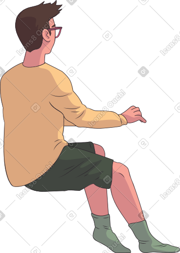 Sitting man from the back PNG, SVG