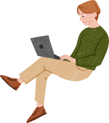Person sitting with a laptop PNG、SVG