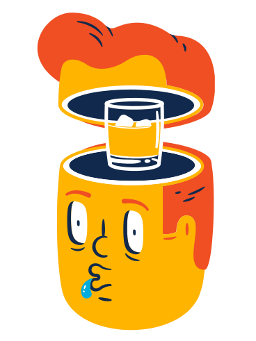 Man thinking about whiskey PNG, SVG