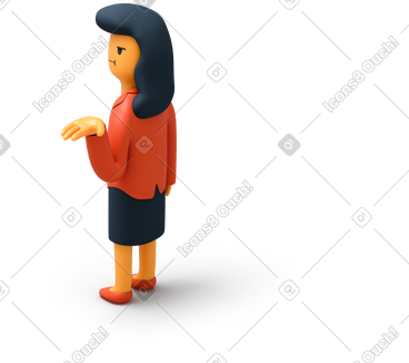 女商人举起手向左看的背影 PNG, SVG