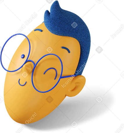 3D Winking boy's head turned to the left PNG, SVG