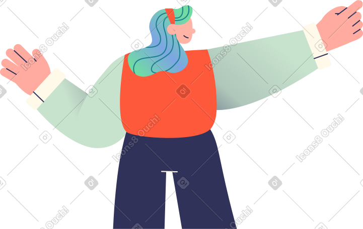 女孩用手指向上指 PNG, SVG