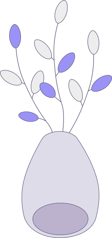 Vase with pussy willow PNG, SVG