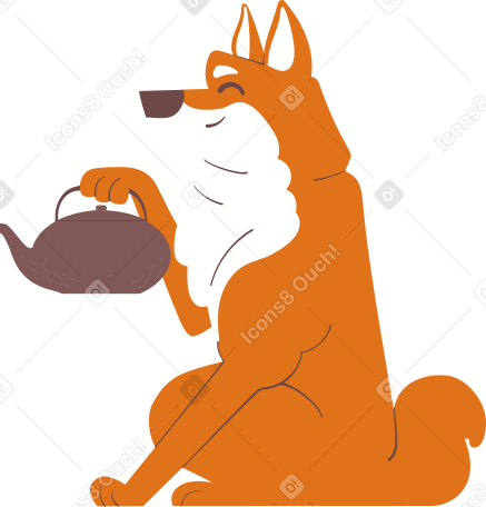 shiba inu with teapot PNG, SVG