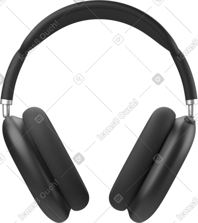 3D black headphones front view PNG, SVG