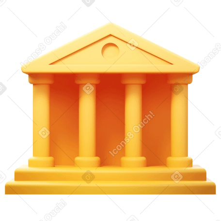 3D building with columns Illustration in PNG, SVG