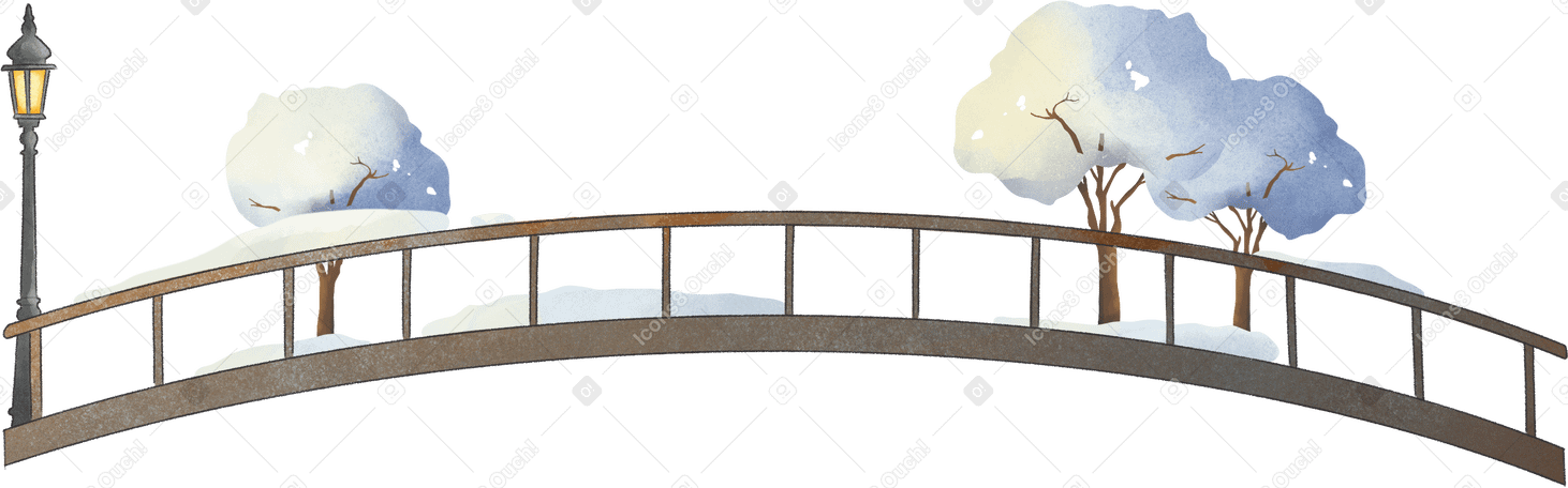snow covered bridge Illustration in PNG, SVG