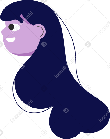 joyful purple head of a woman Illustration in PNG, SVG