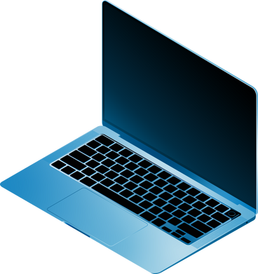 Isometrischer blauer laptop mit dunklem bildschirm PNG, SVG