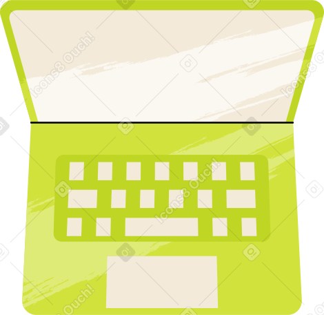 open laptop with green panel Illustration in PNG, SVG