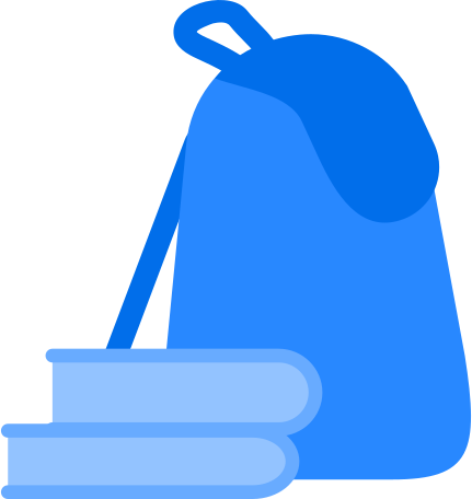 Illustration student backpack and two books aux formats PNG, SVG