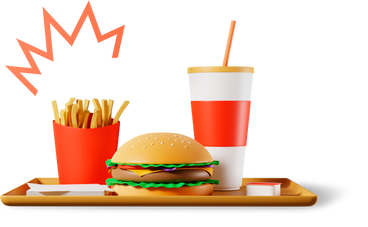 fast food set of burger, french fries and drink PNG, SVG