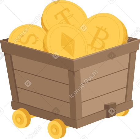 minecart with cryptocurrency PNG, SVG