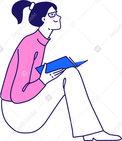 Mulher sentada com um livro PNG, SVG