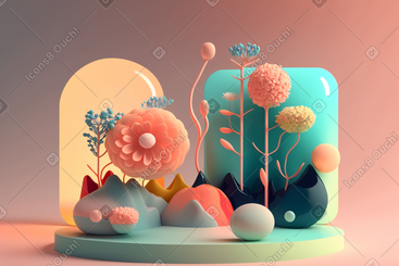 3d 抽象花组成 PNG, SVG