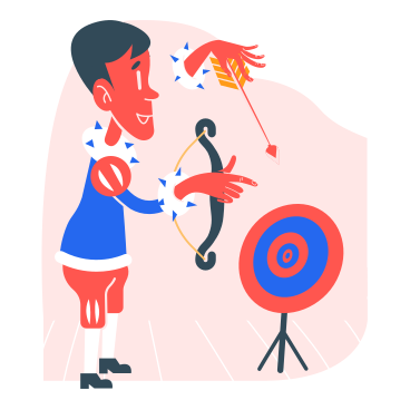 Man practising archery with bow and arrow PNG, SVG