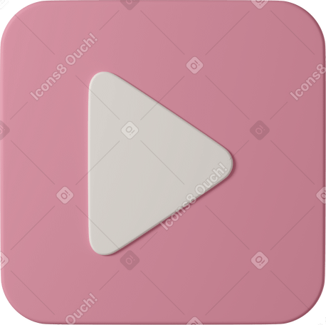 3D pink play button PNG, SVG