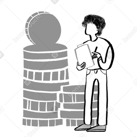 Black and white financial analyst counting money PNG, SVG