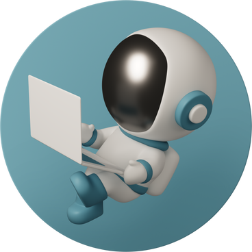 Cute astronaut with laptop flies in outer space PNG, SVG