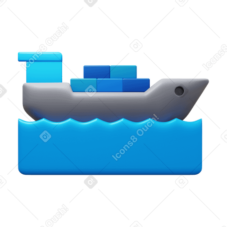 3D cargo ship PNG、SVG