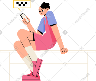 女孩用手机叫出租车 PNG, SVG