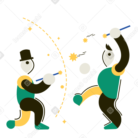 The Duel of Wizards Illustration in PNG, SVG
