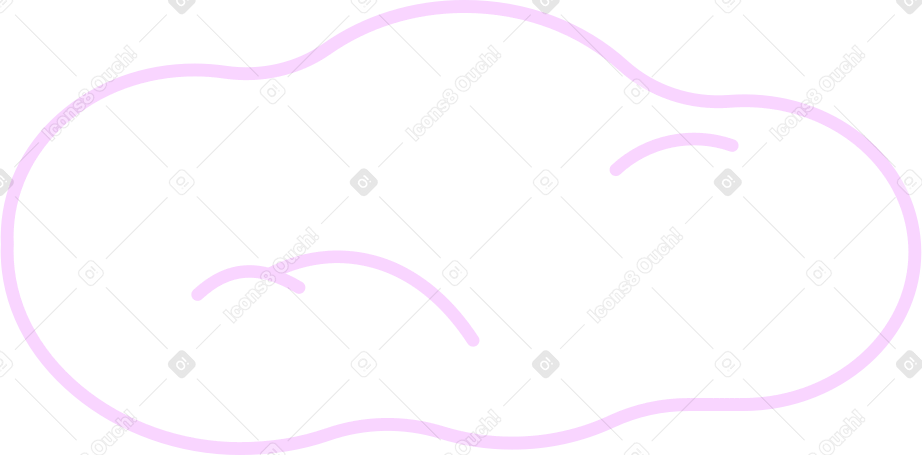 white cloud with thin pink outline Illustration in PNG, SVG