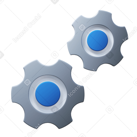 3D two grey gears PNG, SVG