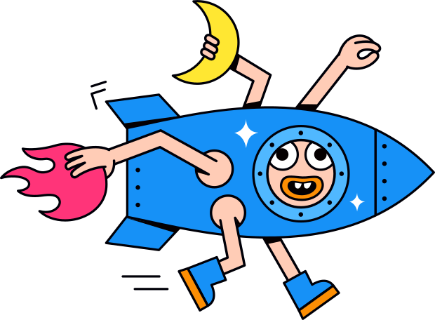 Illustration character in a rocket aux formats PNG, SVG