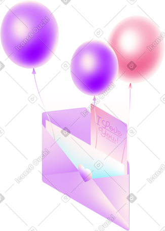 envelope with balloons PNG, SVG