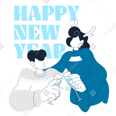 Happy New Year lettering text and New Year's eve party PNG, SVG