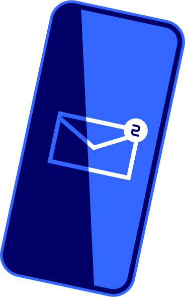 smartphone with a mail icon on the screen PNG, SVG