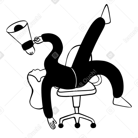 Embauche, femme avec mégaphone sur chaise de bureau PNG, SVG